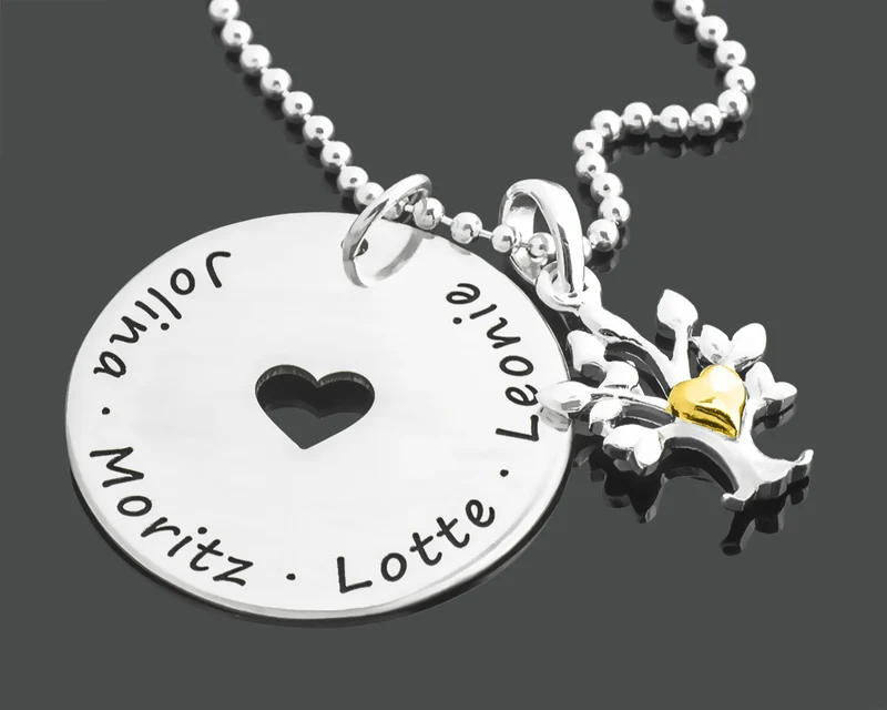 HALSKETTE DAMEN FAMILIE KETTE LEBENSBAUM NAMENSKETTE GESCHENK WEIHNACHTEN OMA