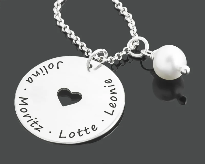 FAMILIENKETTE 925 SILBER, GESCHENK FRAU, SILBERSCHMUCK GRAVUR, NAMENSKETTE