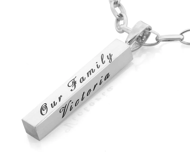SILBERKETTE ANHÄNGER MIT GRAVUR, FAMILIENKETTE MIT NAMEN, SCHMUCK