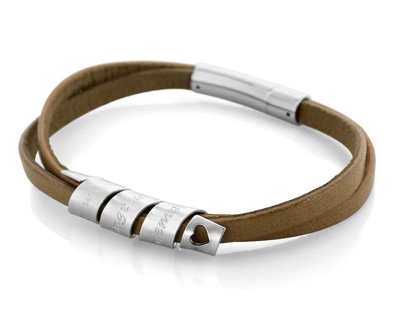 LEDERARMBAND MIT GRAVUR, DESIGNER ARMBAND LEDER, PERSONALISIERTES ARMBAND
