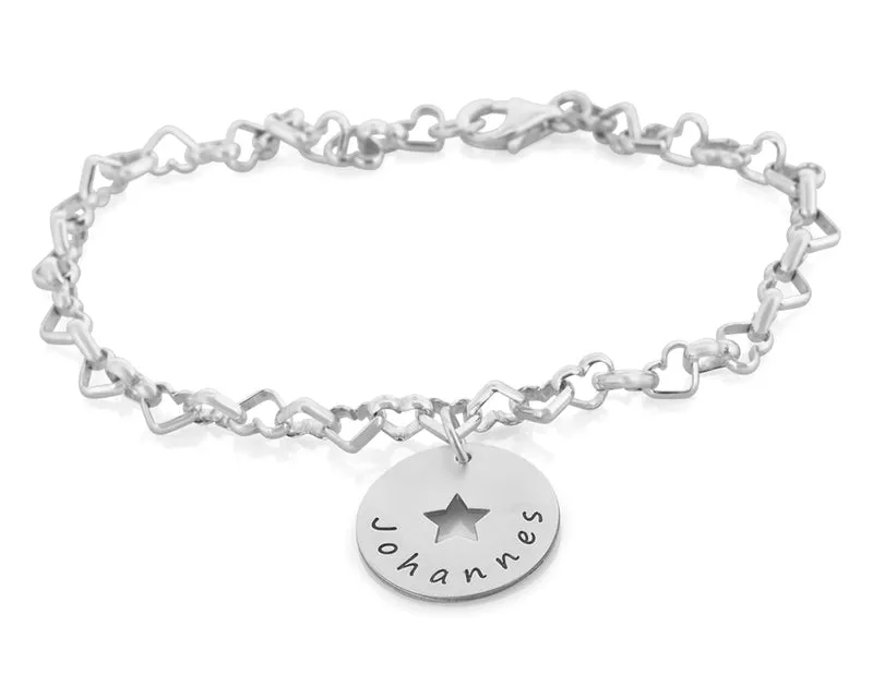 SILBERARMBAND MIT NAMEN, NAMENSARMBAND, GEBURT GESCHENK, SILBERSCHMUCK GRAVUR