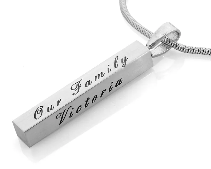 FAMILIENKETTE DAMEN NAMEN 925 SILBER STAB HALSKETTE GRAVUR SCHMUCK