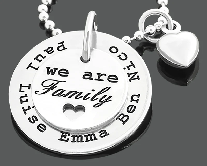 FAMILIEN KETTE 925 SILBER GRAVUR DAMEN SILBERKETTE GESCHENK OMA TANTE MUTTER