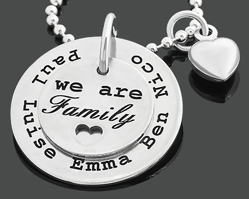 FAMILIEN KETTE 925 SILBER GRAVUR DAMEN SILBERKETTE GESCHENK OMA TANTE MUTTER