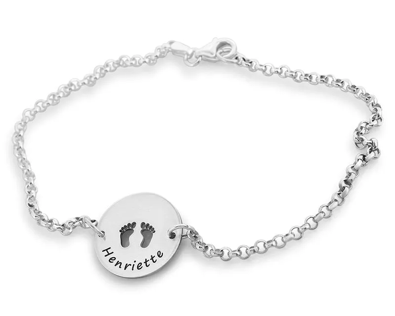 ARMBAND DAMEN 925 SILBER GEBURT SILBERARMBAND BABYFÜSSE SCHMUCK MUTTER