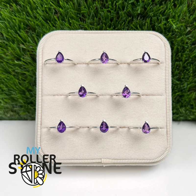 Birnen-Amethyst-Solitärring (4 Größen)