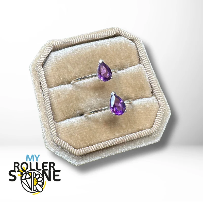 Birnen-Amethyst-Solitärring (4 Größen)