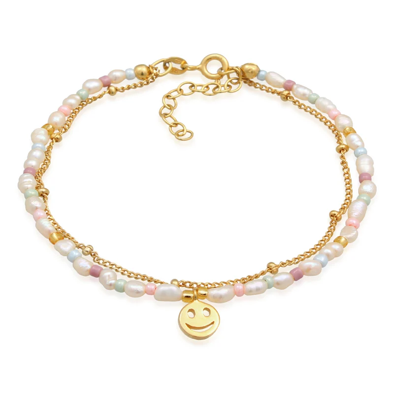 Armband mit Smiling Face Beads | Süßwasserperlen
