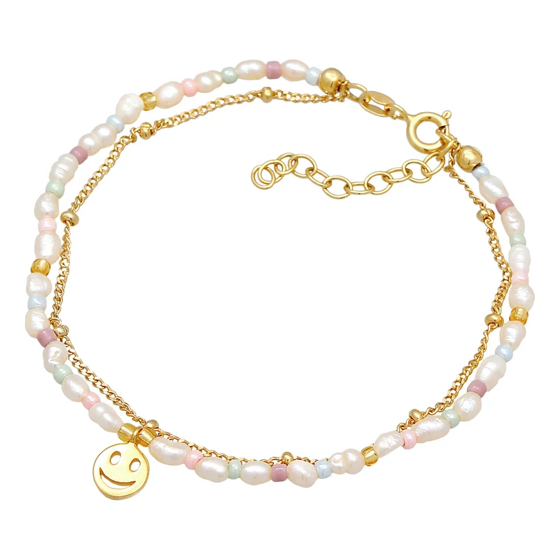 Armband mit Smiling Face Beads | Süßwasserperlen