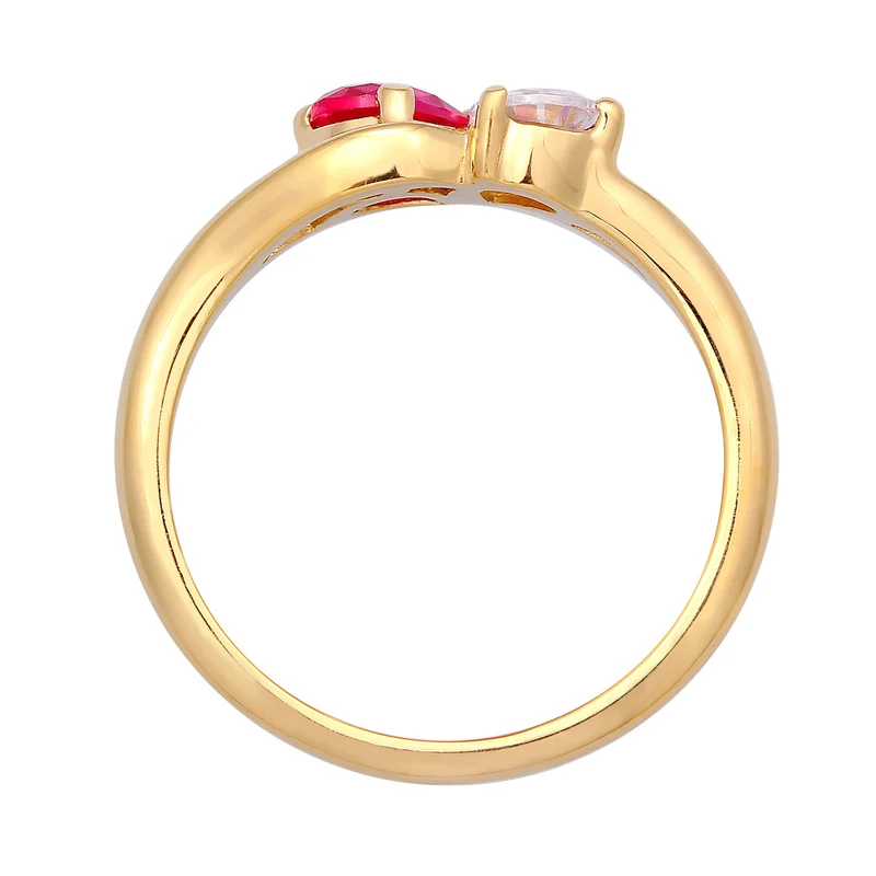 Verlobungsring Tropfen | Zirkonia (weiß) & Rubin, synthetisch (Pink)