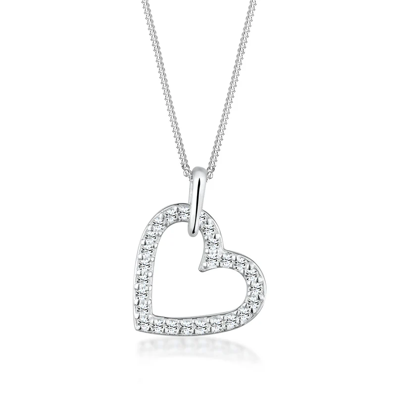 Halskette Herz Funkelnd | Mit Kristallen von Swarovski® (Weiß)
