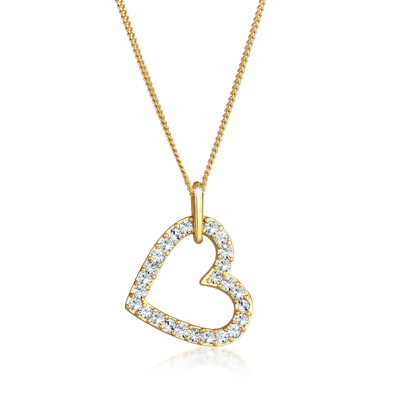 Halskette Herz Funkelnd | Mit Kristallen von Swarovski® (Weiß)