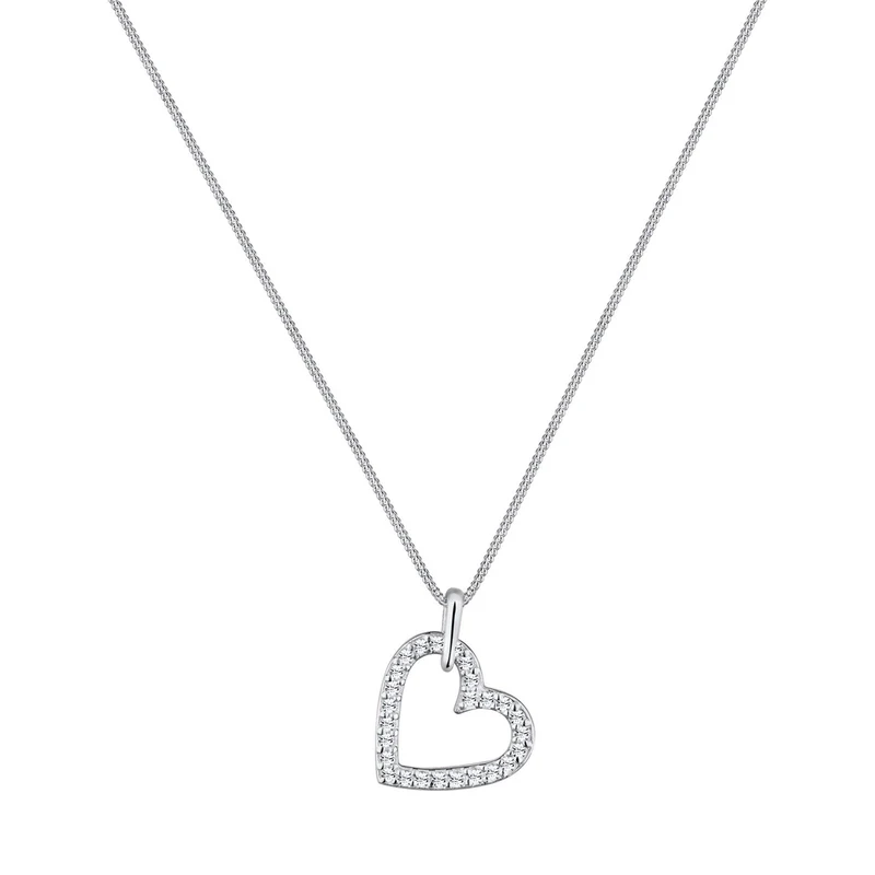 Halskette Herz Funkelnd | Mit Kristallen von Swarovski® (Weiß)