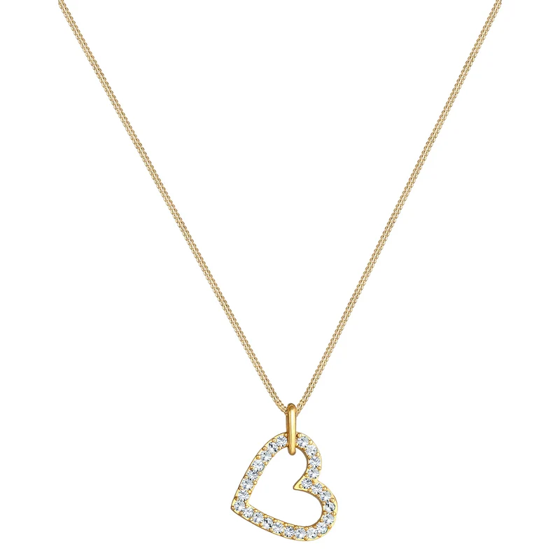 Halskette Herz Funkelnd | Mit Kristallen von Swarovski® (Weiß)
