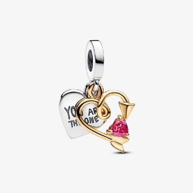 Engravable Heart & Arrow Double Dangle Charms