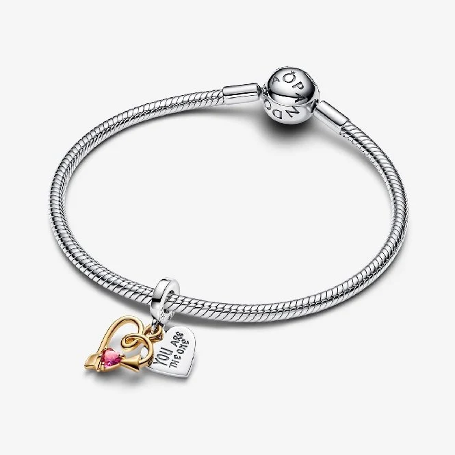 Engravable Heart & Arrow Double Dangle Charms
