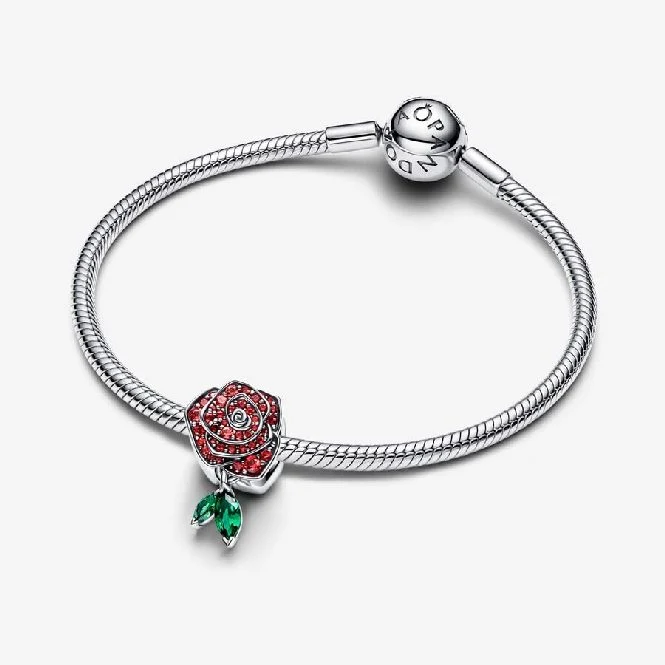 Sparkling Rose in Bloom Charms
