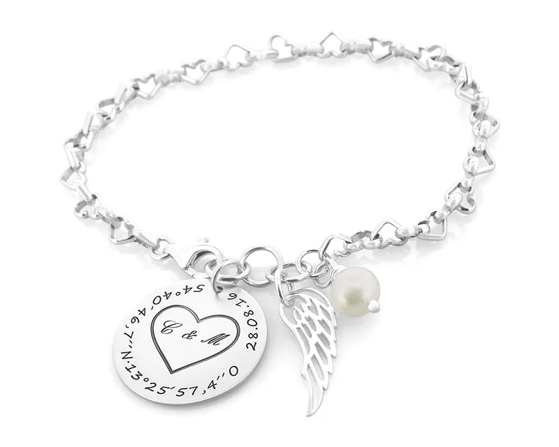 SILBERARMBAND MIT GRAVUR MIT FLÜGEL, GESCHENK HOCHZEIT, SCHMUCK ONLINE