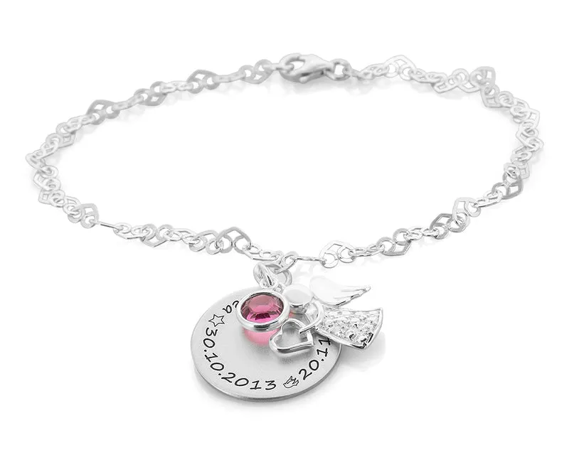 SILBERARMBAND ENGEL KINDER DAMEN SCHUTZENGEL ARMBAND 925 SILBER GRAVUR