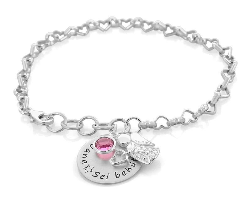 ARMBAND 925 SILBER GRAVUR SCHUTZENGEL MÄDCHEN PERSONALISIERTER SCHMUCK