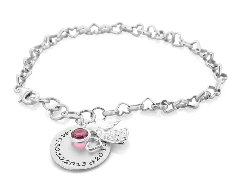 SILBER ARMBAND MIT ENGEL UND GRAVUR, ENGELSCHMUCK 925 SILBER MÄDCHEN KOMMUNION