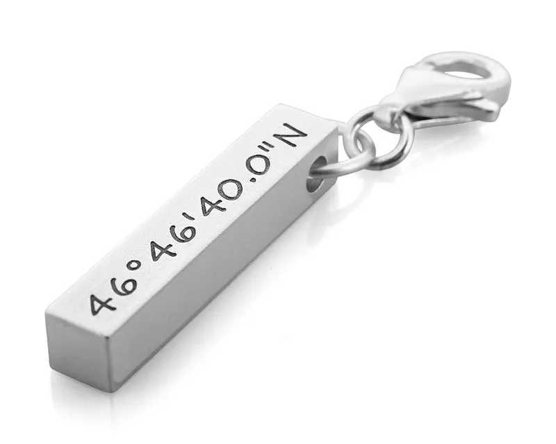 ANHÄNGER KOORDINATEN MÄNNER CHARMS 925 SILBER SCHLÜSSELANHÄNGER GRAVUR