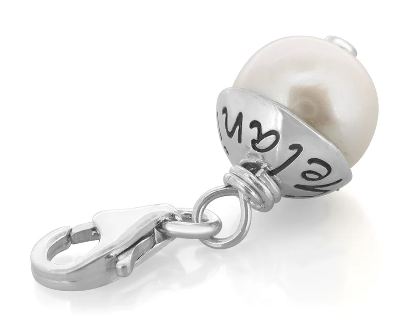 ANHÄNGER PERLE MIT NAMEN, CHARM GRAVUR, SÜSSWASSERPERLE SCHMUCK