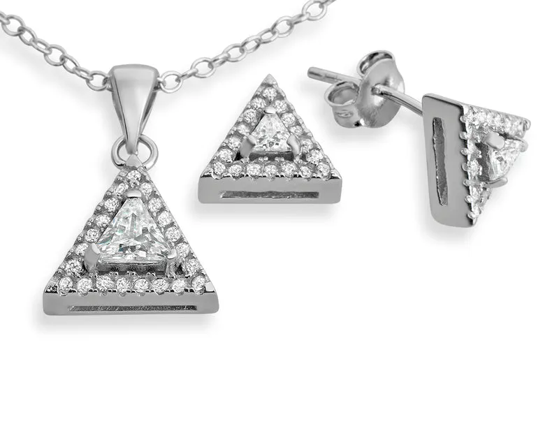 SCHMUCKSET SILBER KETTE, OHRSTECKER DREIECK, SCHMUCK COLLIER