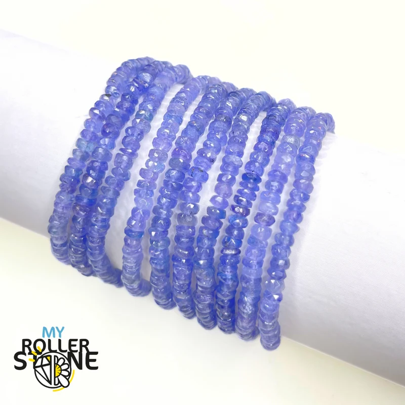 Elastisches Tansanit-Rondelle-Armband