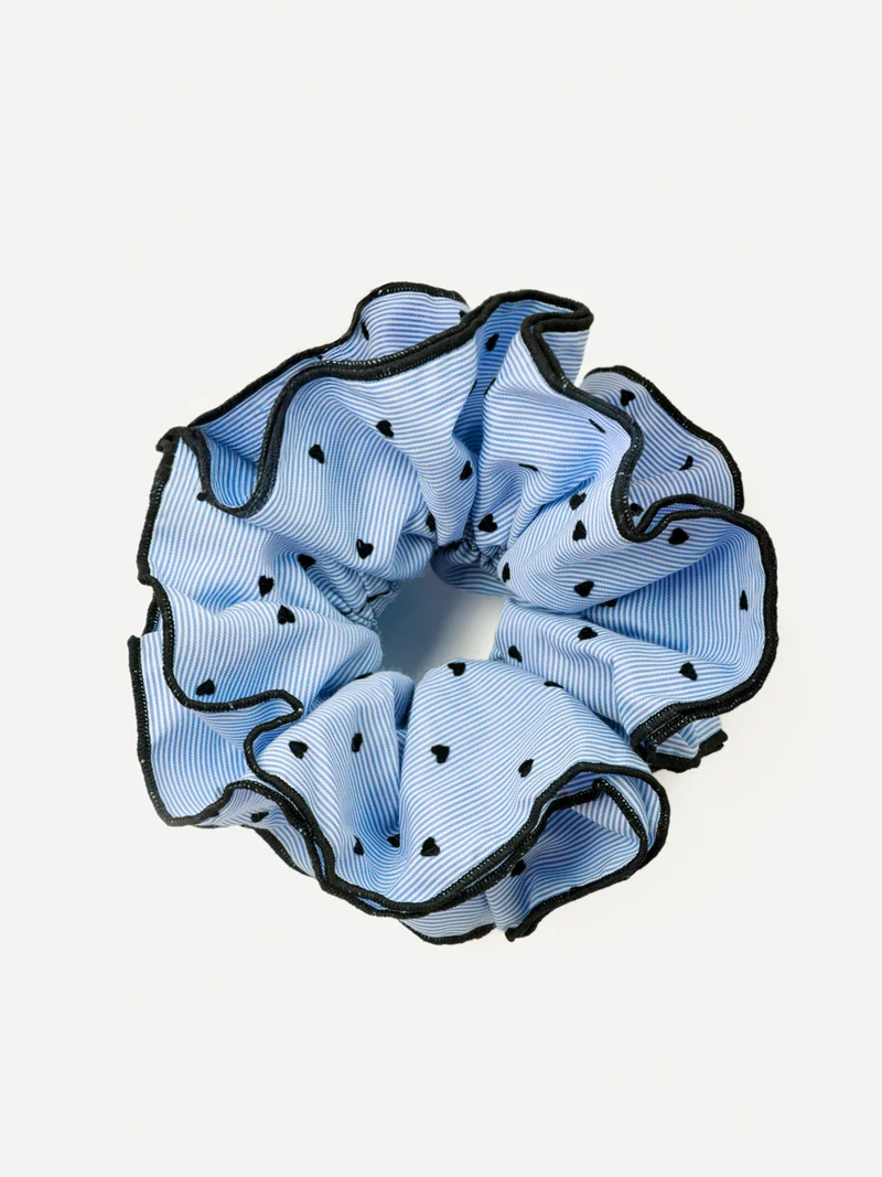 Heart Bliss Navy-striped Scrunchie