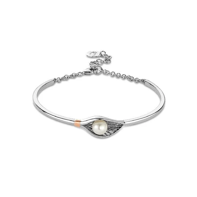 Nature's Wonder Silver Oyster Shell Banglet with Pearl
