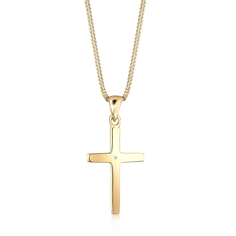 Halskette Kreuz | Diamant (Weiß, 0,005 ct)