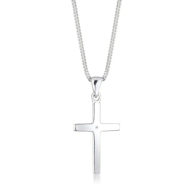 Halskette Kreuz | Diamant (Weiß, 0,005 ct)