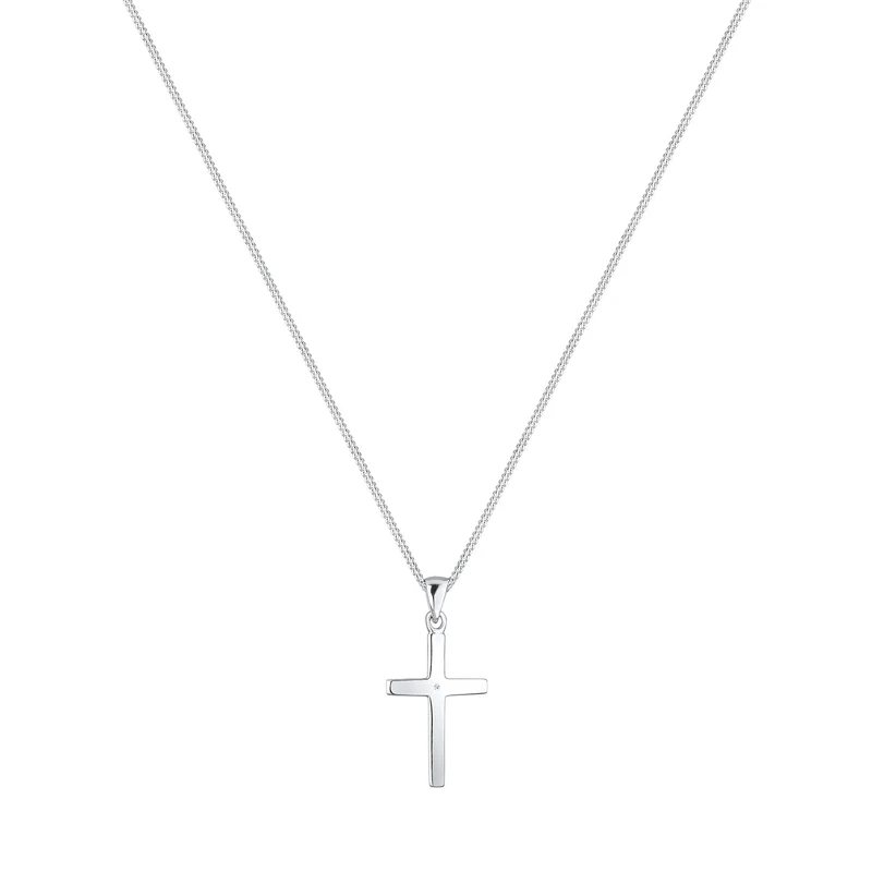 Halskette Kreuz | Diamant (Weiß, 0,005 ct)
