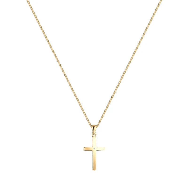 Halskette Kreuz | Diamant (Weiß, 0,005 ct)