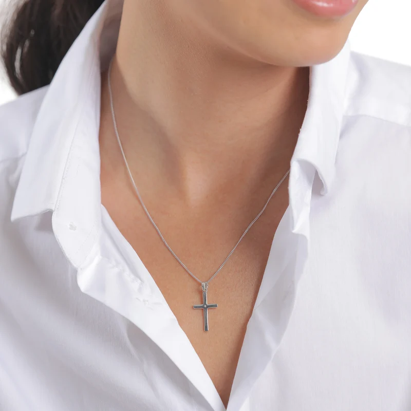Halskette Kreuz | Diamant (Weiß, 0,005 ct)