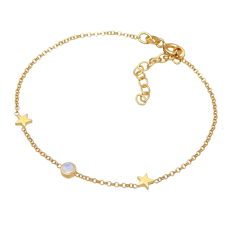 Armband Sterne Astro | Mondstein (Weiß)