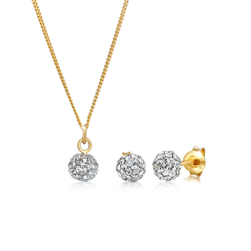 Schmuckset Kugel | Mit Kristallen von Swarovski® (Weiß)