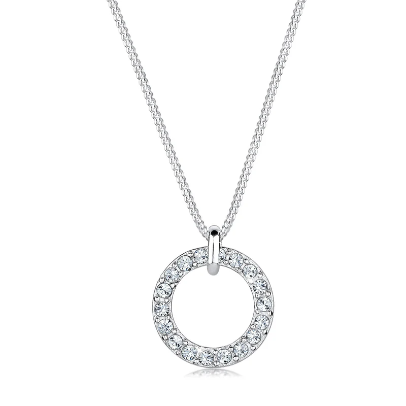 Halskette Kreis | Mit Kristallen von Swarovski® (Weiß)