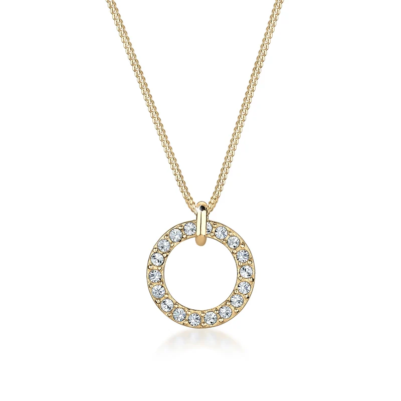Halskette Kreis | Mit Kristallen von Swarovski® (Weiß)
