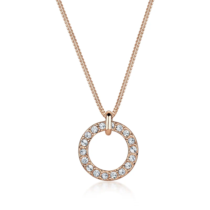 Halskette Kreis | Mit Kristallen von Swarovski® (Weiß)
