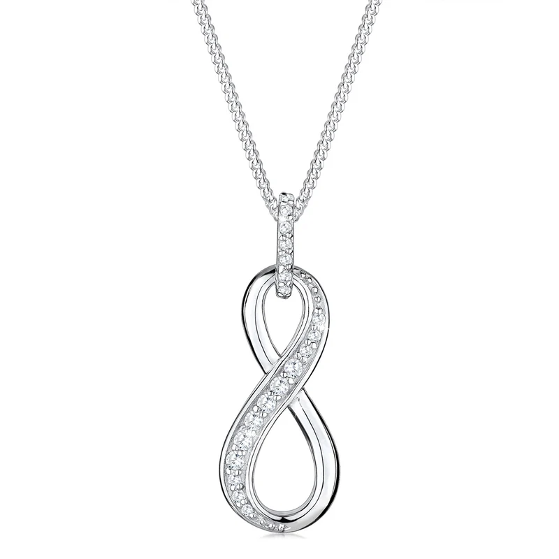 Halskette Infinity Anhänger | Zirkonia (Weiß)