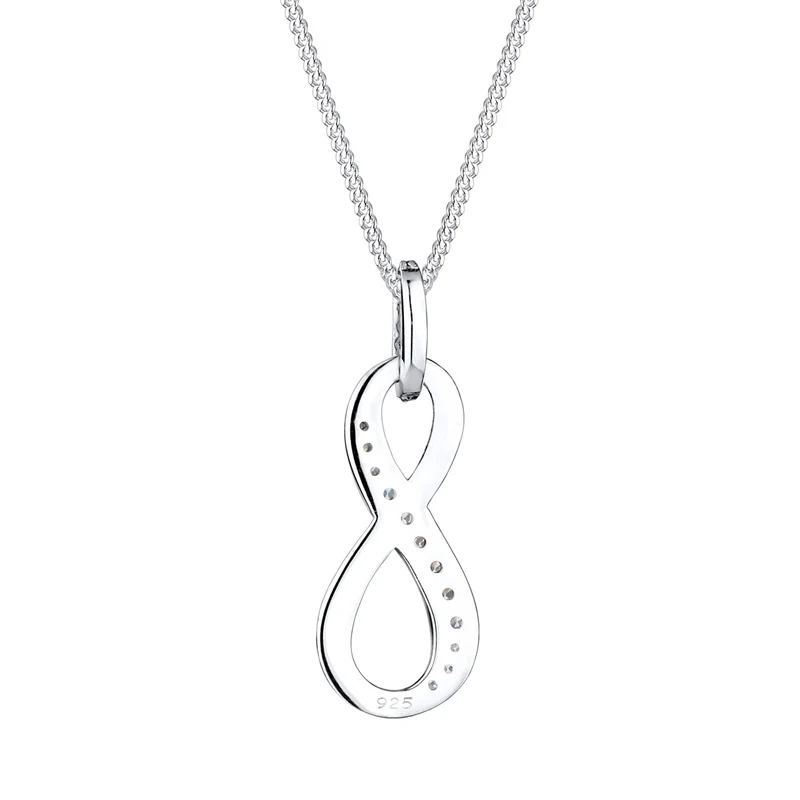 Halskette Infinity Anhänger | Zirkonia (Weiß)