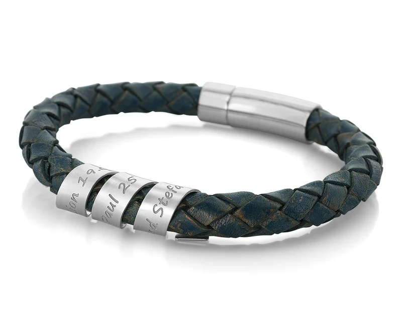 MÄNNERARMBAND LEDER SCHWARZ GRAVUR HERREN ARMBAND PERSONALIERBAR