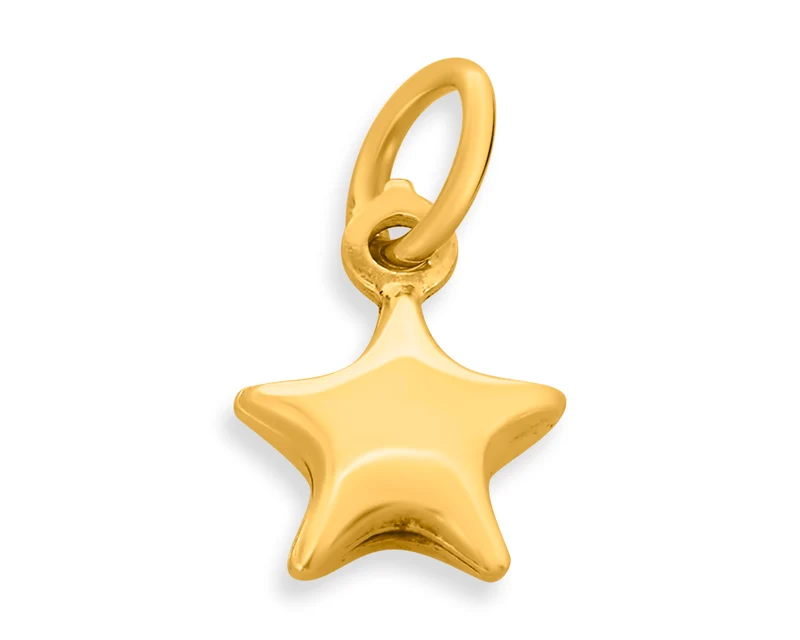 SILBERSTERN VERGOLDET, STERN ANHÄNGER, 3D GOLDSTERN SCHMUCK