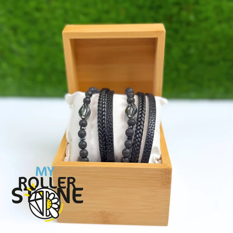 Lavastein-Diamant-Lederarmband