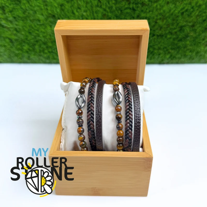 Tigerauge-Diamant-Lederarmband