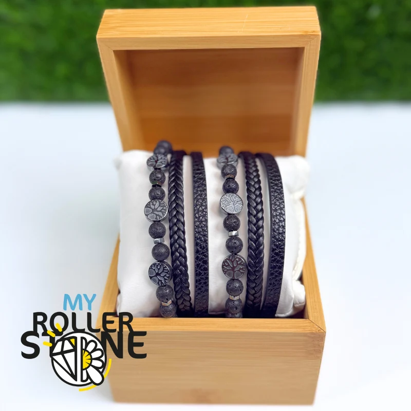 Lavastein Baum des Lebens Lederarmband