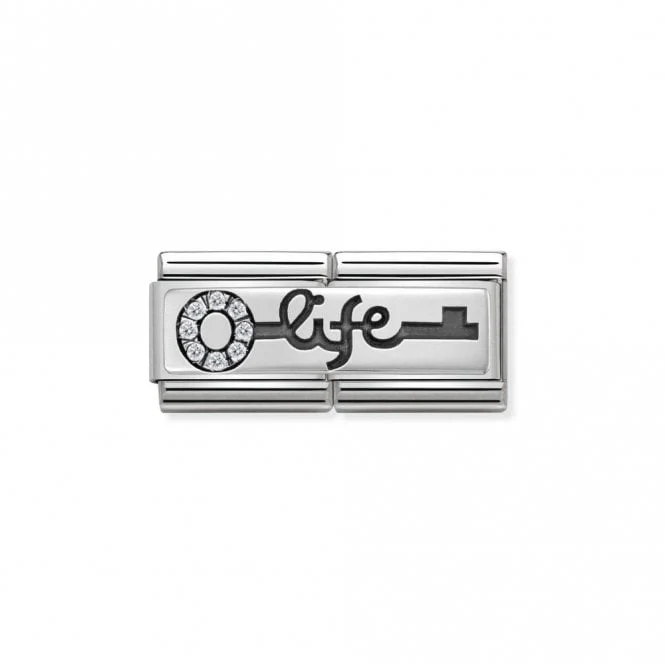 Silver and CZ Double Key Life Wedding & Anniversary Charms