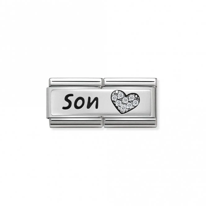 Silver and CZ Double Son Friends & Family Charms